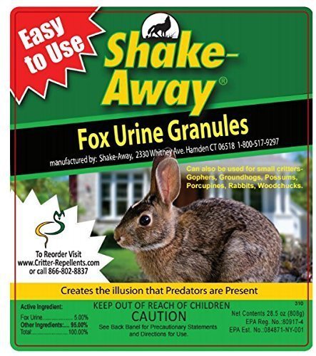 Shake-Aways All Natural Small Critter Repellent For Rabbits, Gopher, Groundhogs, Possum, Porcupines, Woodchucks Other Small Animals (Fox Urine Granules) 28.5 Oz Size - New Ezpour Bottle & Cap