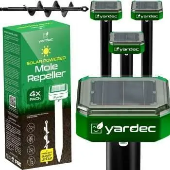 YARDEC Gopher Repellent Ultrasonic Solar Powered - Easy to Use Solar Mole Repellent Ultrasonic with an Auger Drill Bit