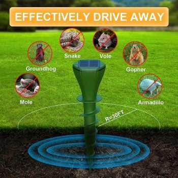 Vegaive Mole Repellent for Lawns, 8 Pack Mole Traps Solar Powered Outdoor Pet Safe, IP65 Waterproof Lawn Garden Mole Killer 3