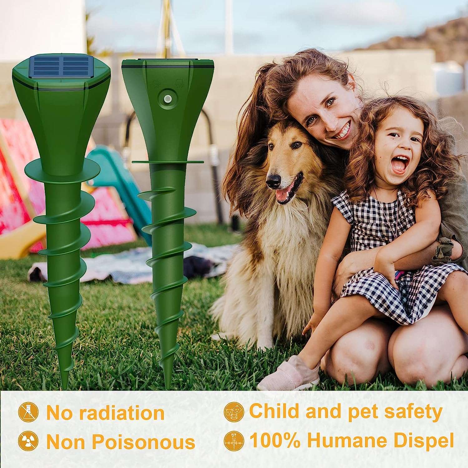 Vegaive Mole Repellent for Lawns, 8 Pack Mole Traps Solar Powered Outdoor Pet Safe, IP65 Waterproof Lawn Garden Mole Killer 8