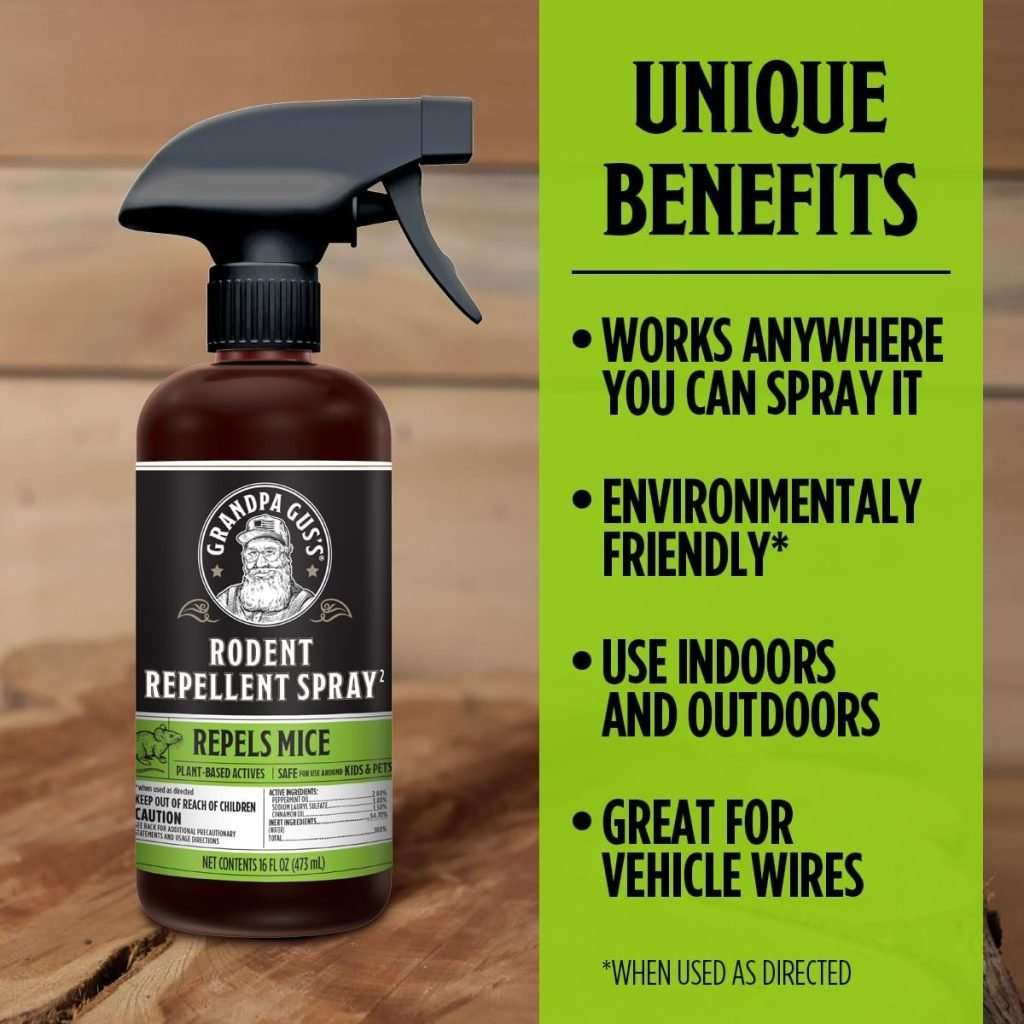 Grandpa Gus's Double-Potent Rodent Repellent Spray, Peppermint & Cinnamon Oil, Prevents Mouse-Rats from Nesting & Chewing on Wires, 16 fl oz (Pack of 1) - 4