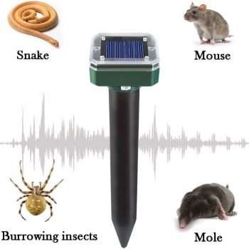 Mole Repellent Snake Repellent Solar Powered 10 Pack,Vole Chipmunk Groundhog Outdoor Repeller, Snake Gopher Vole Repellent for Garden and Yard, Waterproof Sonic Mole Deterrent Spikes - 4