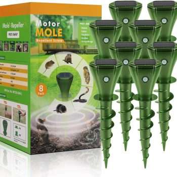 Mole Repellent Solar Powered, Sonic Mole Repellent Mole Trap for Lawns, Screw Gopher Snake Groundhog Vole Trap Outdoor with 3 Vibration Modes Anti-Adapt, Quiet, Chemical Free Mole Stakes - 1