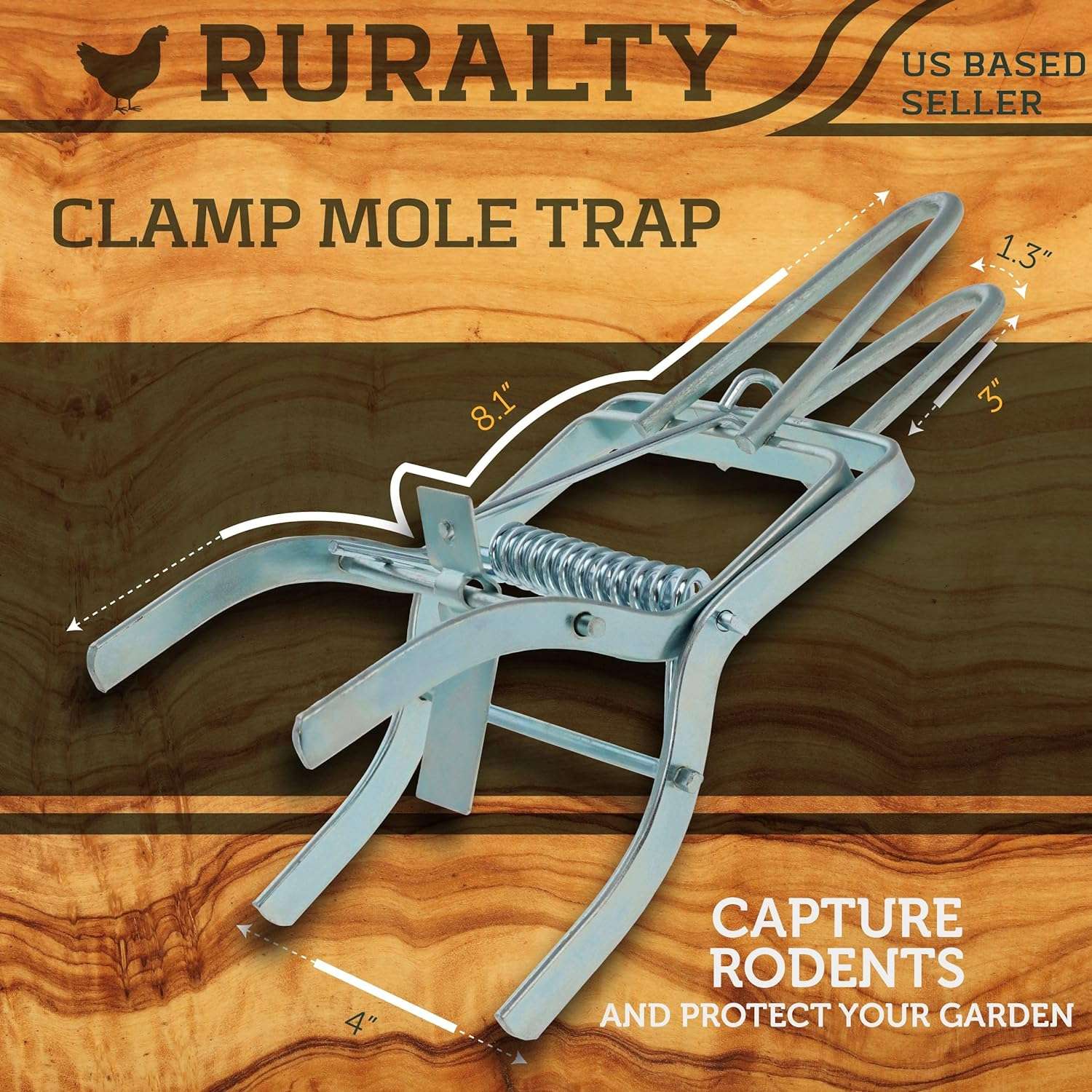 Ruralty Clamp Mole Trap - Mole Claw Trap 1pk Gopher Snare Groundhog Snare Trap Mole and Ground Squirrel Traps 3