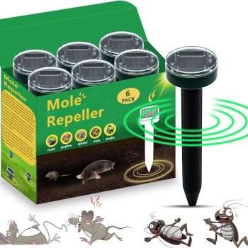 6pk Solar Upgrade Mole Repellent for Lawns Gopher Repellent Ultrasonic Powered Snak Repellent Deterrent Mole Repeller Mole Repellent Outdoor Lawns Yard Garden - 1