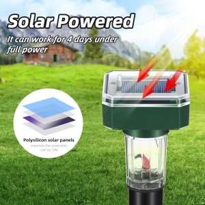 4 Pack Mole Repellent with Lamp Solar Powered Solar Ultrasonic Mole Repeller Groundhog Repeller Outdoor Waterproof Keep Moles Out of Yard Lawn - 4