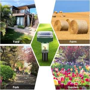 4 Pack Mole Repellent with Lamp Solar Powered Solar Ultrasonic Mole Repeller Groundhog Repeller Outdoor Waterproof Keep Moles Out of Yard Lawn - 7