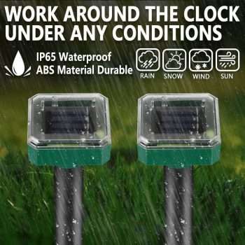 Mole Repellent 8 Pack Ultrasonic Solar Powered Animal Repellent for Outdoor Lawn Garden for Snakes, Moles, Gophers, Groundhogs, Voles and Other Burrowing Rodents - 3