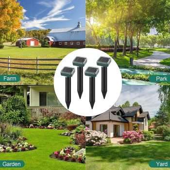 Mole Repellent 8 Pack Ultrasonic Solar Powered Animal Repellent for Outdoor Lawn Garden for Snakes, Moles, Gophers, Groundhogs, Voles and Other Burrowing Rodents - 5