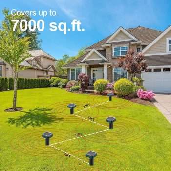 Mole Repellent 8 Pack Ultrasonic Solar Powered Animal Repellent for Outdoor Lawn Garden for Snakes, Moles, Gophers, Groundhogs, Voles and Other Burrowing Rodents - 7