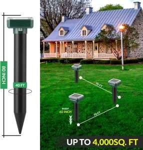 Mole Repellent Solar Powered for Lawns, 8 Pack Gopher Repellent Ultrasonic Solar Powered for Outdoor & Solar Mole Groundhog Vole Rodent Repellent for Yard - 6