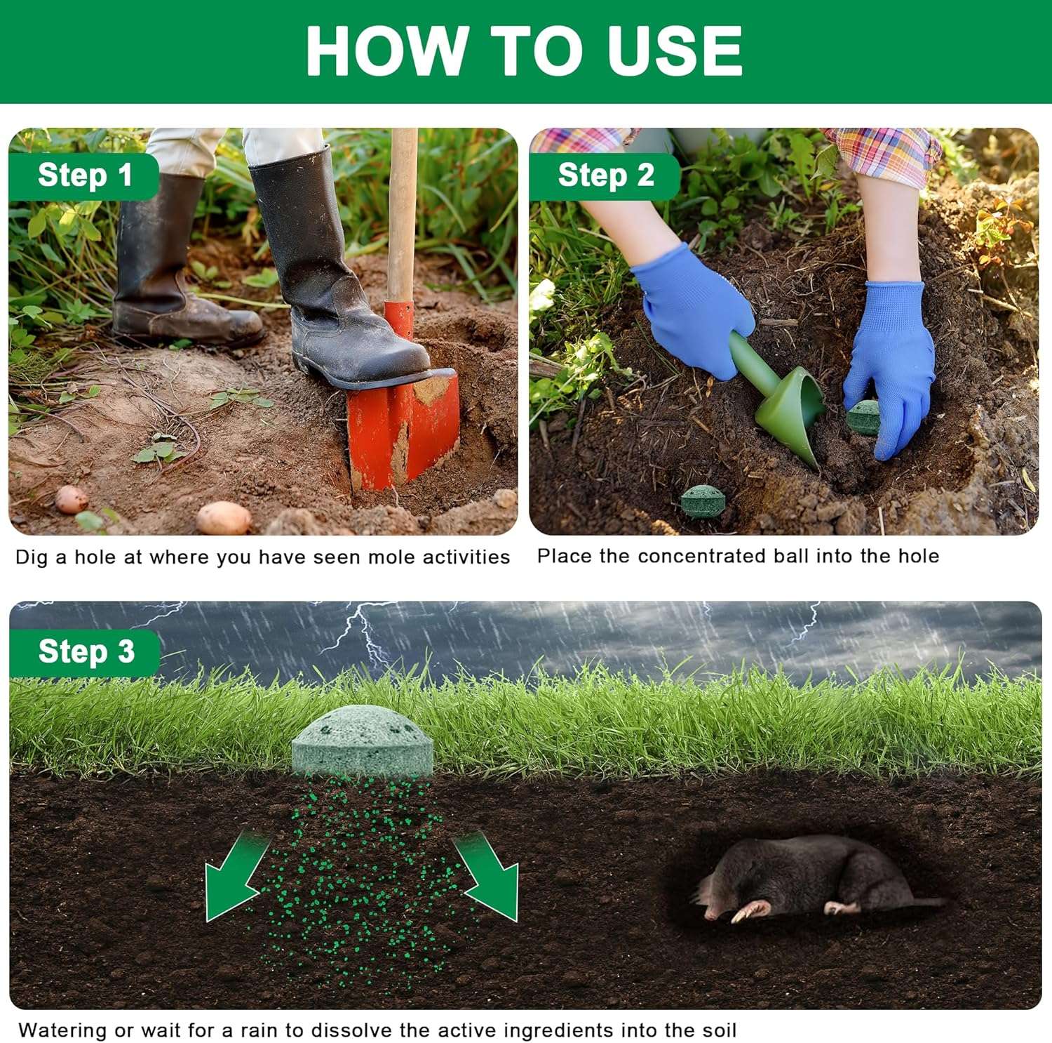 36 Pack Mole Repellent - Groundhog Repellent, Gopher Repellent, Vole Repellent, Rodent Repellent for Outdoor Garden Lawn Yard, Get Rid of Mole, Mole Deterrent, Safe for Plant & Pets - 6