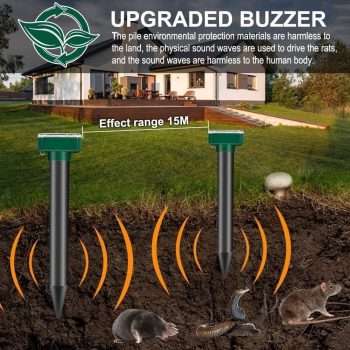 Mole Repellent Ultrasonic Solar Powered Animal Repellent for Outdoor Lawn Garden for Snakes, Moles, Gophers, Groundhogs, Voles and Other Burrowing Rodents 8 Pack - 3