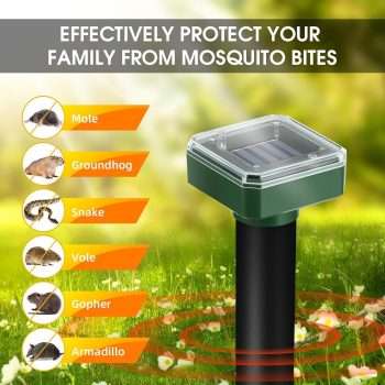 4 Pack Mole Repellent Solar Powered Vole Repellent Outdoor Gopher Repellent Ultrasonic for Lawn Garden,Waterproof Sonic Mole Spikes Mole Remover - 6