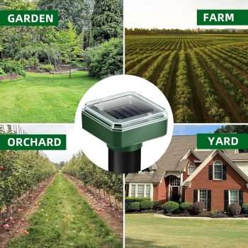 4 Pack Mole Repellent Solar Powered Vole Repellent Outdoor Gopher Repellent Ultrasonic for Lawn Garden,Waterproof Sonic Mole Spikes Mole Remover - 8