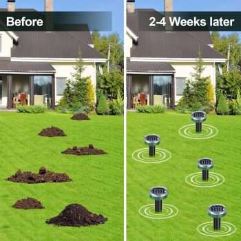 Mole Repellent Solar Powered 10 Pack Snake Repellent Ultrasonic, Groundhog Repeller,Gopher Repeller Sonic Mole Deterrent Spikes, Snake Gopher Mole Vole Repellent Outdoor for Lawn Garden & Yard - 4