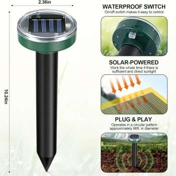 Mole Repellent Solar Powered 10 Pack Snake Repellent Ultrasonic, Groundhog Repeller,Gopher Repeller Sonic Mole Deterrent Spikes, Snake Gopher Mole Vole Repellent Outdoor for Lawn Garden & Yard - 5