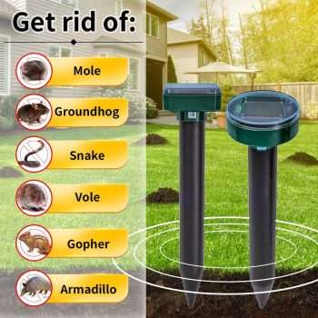 8pk Upgrade Mole Repellent for lawns Gopher Repellent Ultrasonic Solar Powered Snake Repellent Deterrent Mole Repeller Vole Repellent Outdoor Lawns Garden Yard All Pests - 2