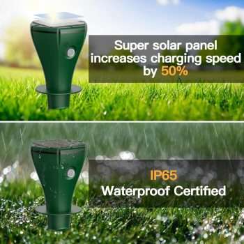 4 Pack Mole Repellent Screw Solar Powered Gopher Deterrent Stake for Outdoor Lawns with Electic Vibration, Repels Snake Vole Groundhog Armadillo from Yard and Garden - 4