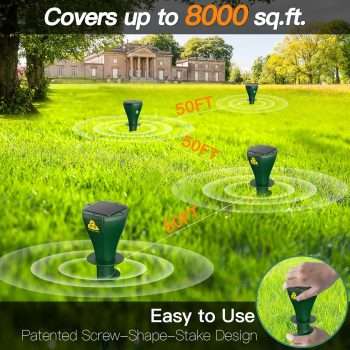 4 Pack Mole Repellent Screw Solar Powered Gopher Deterrent Stake for Outdoor Lawns with Electic Vibration, Repels Snake Vole Groundhog Armadillo from Yard and Garden - 5