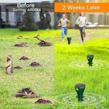 4 Pack Mole Repellent Screw Solar Powered Gopher Deterrent Stake for Outdoor Lawns with Electic Vibration, Repels Snake Vole Groundhog Armadillo from Yard and Garden - 6