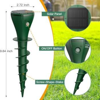 4 Pack Mole Repellent Screw Solar Powered Gopher Deterrent Stake for Outdoor Lawns with Electic Vibration, Repels Snake Vole Groundhog Armadillo from Yard and Garden - 7