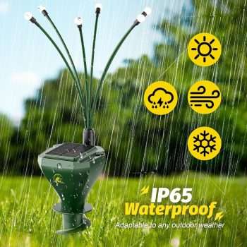 4 Packs Solar Mole Repellent with Garden Lights, Upgraded Gopher Deterrent for Lawns with USB Charging, Snake Vole Repeller Outdoor, Ultrasonic Pest Control - 6