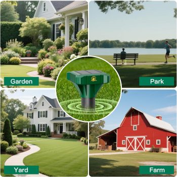 4 Pack Mole Repellent Solar Powered, IP65 Waterproof Gopher Chipmunk Repeller Outdoor, Groundhog Snake Repellent for Yard, Sonic Mole and Vole Deterrent Spikes - 8