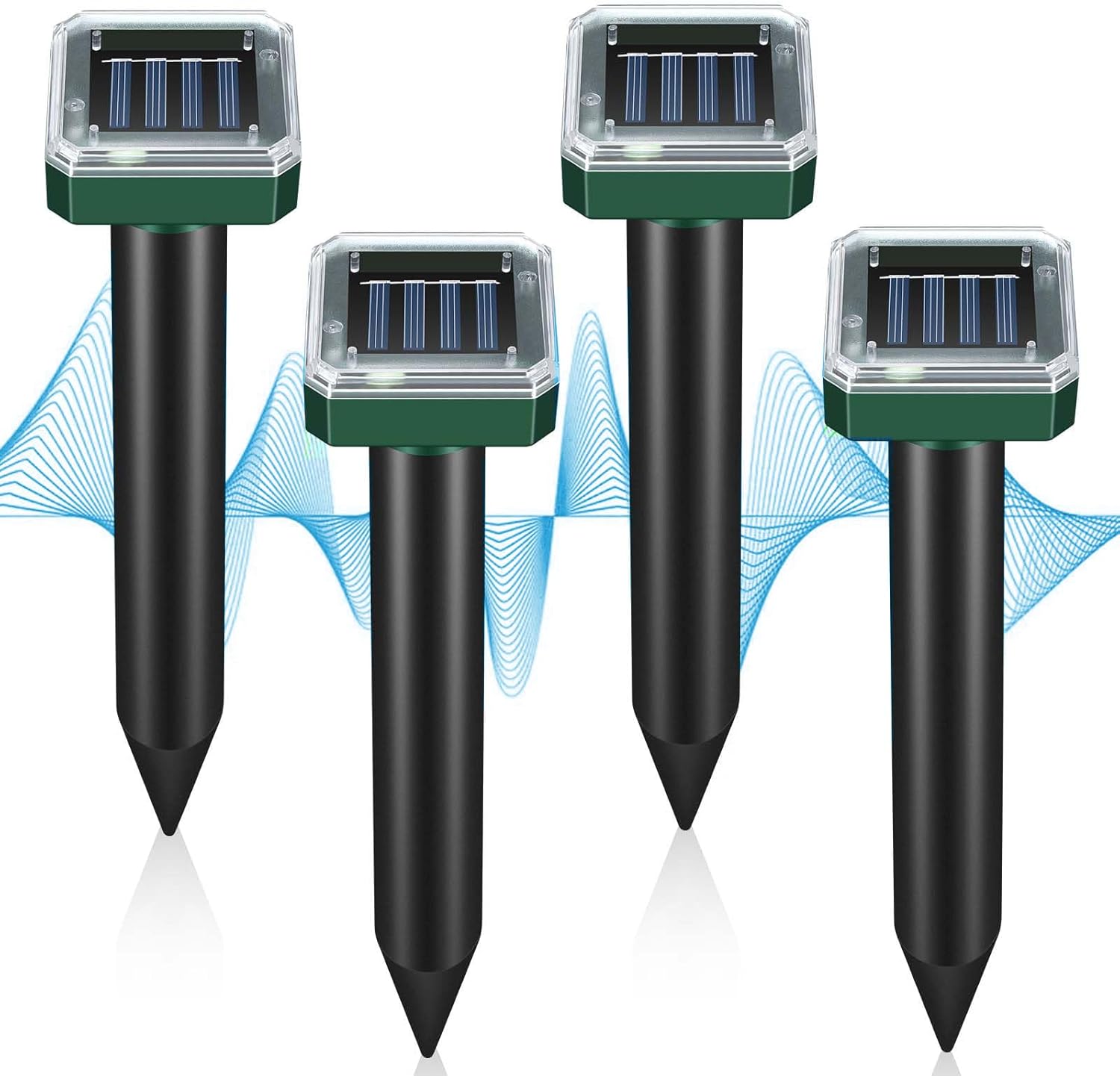 Mole Repellent Solar Powered, Ultrasonic Repeller 4-Pack, Waterproof Sonic Spikes Gopher Vole Groundhog Snake Chipmunk Mole Deterrent Get Rid of Moles in Your Yard - 1