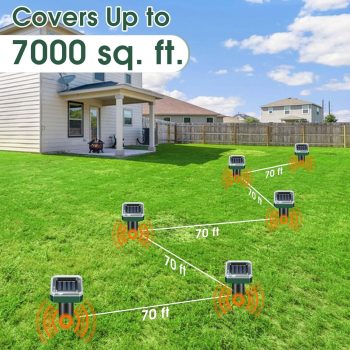 Mole Repellent Solar Powered, Ultrasonic Repeller 4-Pack, Waterproof Sonic Spikes Gopher Vole Groundhog Snake Chipmunk Mole Deterrent Get Rid of Moles in Your Yard - 4