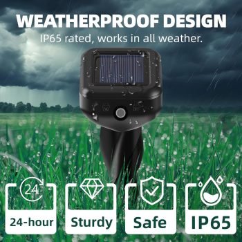 2025 Upgraded Mole & Snake & Skunk & Rabbit Repellent Solar Powered, Ultrasonic Deterrent, IP65 Waterproof, Effective Get Rid of Gopher Raccoon Vole Groundhog Chipmunk for Yard Lawn Garden - 4