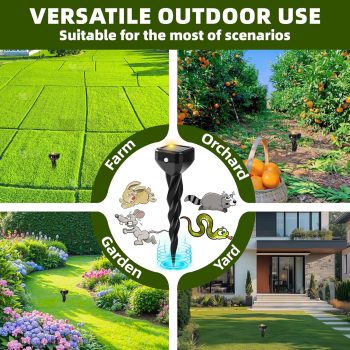 2025 Upgraded Mole & Snake & Skunk & Rabbit Repellent Solar Powered, Ultrasonic Deterrent, IP65 Waterproof, Effective Get Rid of Gopher Raccoon Vole Groundhog Chipmunk for Yard Lawn Garden - 5