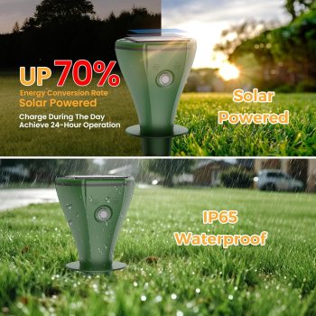 4 Pack Mole Repellent Solar Powered, Snake & Skunk & Vole & Gopher & Armadillo & Rabbit & Groundhog & Chipmunk Repellent for Yard, IP 65 Waterproof Outdoor Ultrasonic Deterrent for Lawns Garden - 3