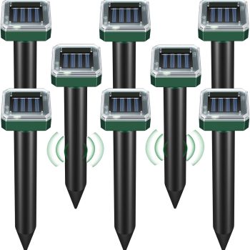 Mole Repellent Solar Powered 8 Pack,Snake Vole Repellent Outdoor, Gopher Repellent Ultrasonic Solar Powered for Lawn Garden Waterproof, Sonic Mole Spikes - 1