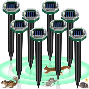 Mole Repellent Solar Powered,8 Pack Gopher Repellent Ultrasonic Mole Stakes Spike Deterrent for Yard,IP65 Waterproof,Solar Rodent Repeller Outdoor,Get Rid of Vole Groundhog Snake - 1