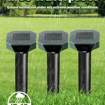 Snake & Mole & Rabbit & Skunk Repellent Solar Powered, Upgraded Ultrasonic Deterrent, IP65 Waterproof, Gopher Groundhog Chipmunk Raccoon and Vole Repellent - 4
