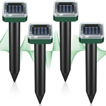 Mole Repellent Solar Powered, Ultrasonic Repeller, Waterproof Sonic Spikes Gopher Vole Groundhog Snake Chipmunk Mole Deterrent Get Rid of Moles in Your Yard (4pack) - 1