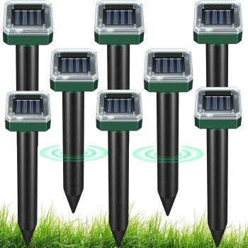 Mole Repellent for Lawns 8 Pack, Solar Powered Mole Repeller Ultrasonic Gopher Deterrent, Outdoor Waterproof Vole Vibration Stakes,Sonic Spike for Rodent Groundhog Snake Chipmunk - 1