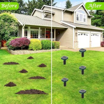 Mole Repellent for Lawns 8 Pack, Solar Powered Mole Repeller Ultrasonic Gopher Deterrent, Outdoor Waterproof Vole Vibration Stakes,Sonic Spike for Rodent Groundhog Snake Chipmunk - 5