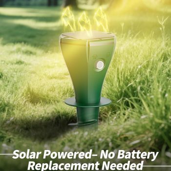 Pexpel Mole Repellent Solar Powered for Lawns, Waterproof Gopher & Groundhog Repellent with Variable Sonic Vibration, Easy Twist Stakes for Yard & Garden, Get Rid of Voles Snakes (8, Green) - 3