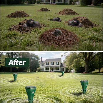 Pexpel Mole Repellent Solar Powered for Lawns, Waterproof Gopher & Groundhog Repellent with Variable Sonic Vibration, Easy Twist Stakes for Yard & Garden, Get Rid of Voles Snakes (8, Green) - 4