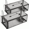 2-Pack Rat Traps Humane Live Mouse Vole Chipmunk Trap Cage for Indoors and Outdoors (Black) - 1