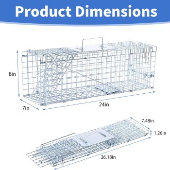 24 Humane Animal Trap Live Animal Trap Cage for Squirrels Small Stray Cats Rabbits Groundhogs Moles Gophers and Chipmunks up to 5.5 lbs Galvanized Rustproof Live Animal Cage Trap - 2