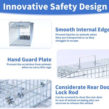 24 Humane Animal Trap Live Animal Trap Cage for Squirrels Small Stray Cats Rabbits Groundhogs Moles Gophers and Chipmunks up to 5.5 lbs Galvanized Rustproof Live Animal Cage Trap - 3