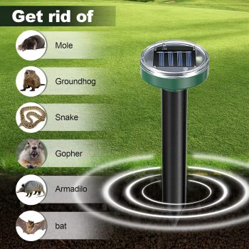 12PCAK Solar Powered Ultrasonic Mole Repellent,Snake, Groundhog Gopher, Vole Repellent Outdoor for Lawn Garden & Yard - 3
