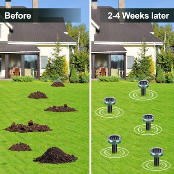 12PCAK Solar Powered Ultrasonic Mole Repellent,Snake, Groundhog Gopher, Vole Repellent Outdoor for Lawn Garden & Yard - 6