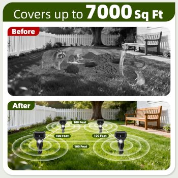2026 Upgraded Mole & Snake & Skunk & Rabbit Repellent Solar Powered, Ultrasonic Deterrent, IP65 Waterproof, Effective Get Rid of Gopher Raccoon Vole Groundhog Chipmunk for Yard Lawn Garden - 5
