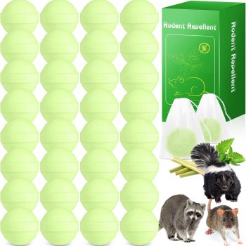 36 Pack Rodent Skunk Repellent, Peppermint Oil Mouse Rat Groundhog Repellent, Keeping Rodents Out of Car Basement Yard Garage Indoor Outdoor, Safe Ingredients, Green - 1