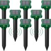 8 Pack Mole Repellent Solar Powered, IP65 Waterproof Gopher Chipmunk Repeller Outdoor, Groundhog Snake Repellent for Yard, Sonic Mole and Vole Deterrent Spikes, Effective Lawn - 1