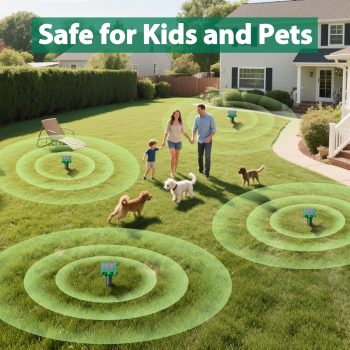 8 Pack Mole Repellent Solar Powered, IP65 Waterproof Gopher Chipmunk Repeller Outdoor, Groundhog Snake Repellent for Yard, Sonic Mole and Vole Deterrent Spikes, Effective Lawn - 7